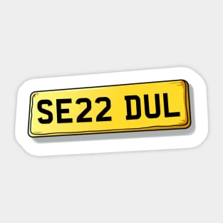 SE22 DUL Dulwich Number Plate Sticker
